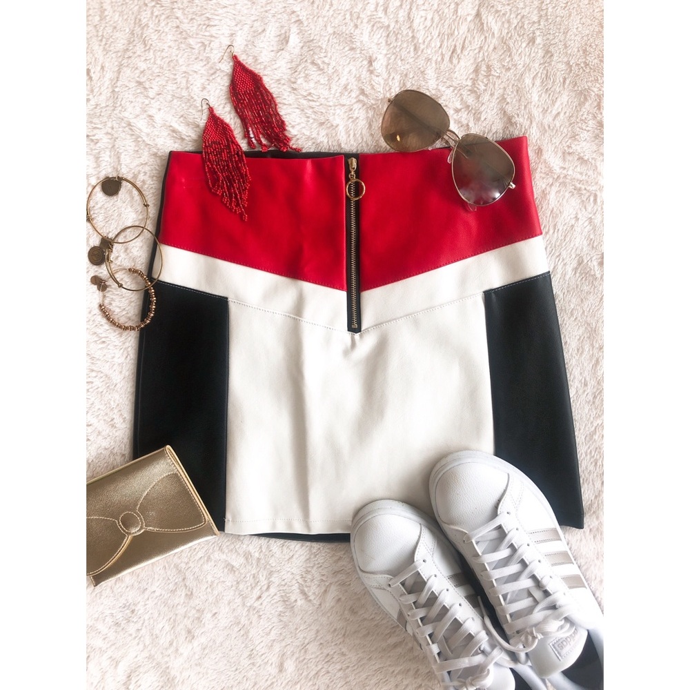Zip front, color block skirt
